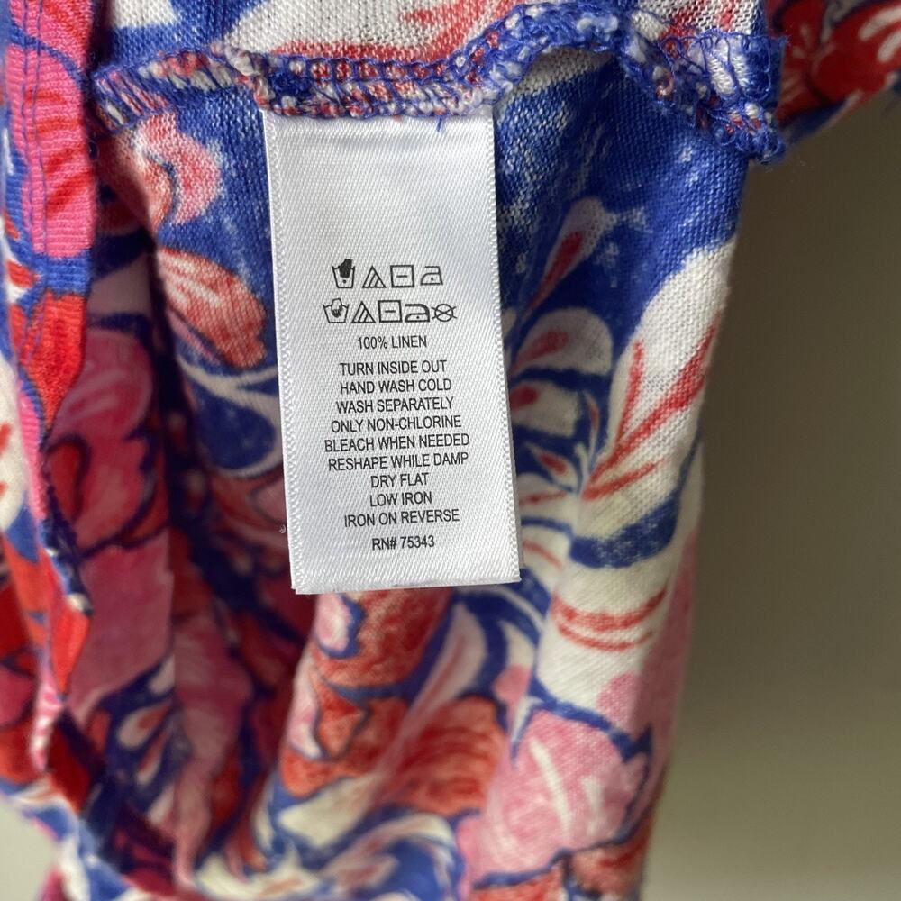 Sigrid Olsen 100% Linen Shirt Womens Size Small Floral Short Sleeve Top‎ - Picture 6 of 7